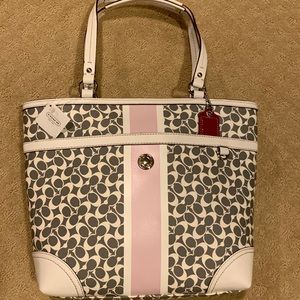 Coach grey white purse